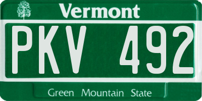 VT license plate PKV492