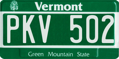 VT license plate PKV502