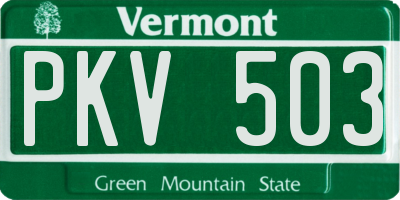 VT license plate PKV503