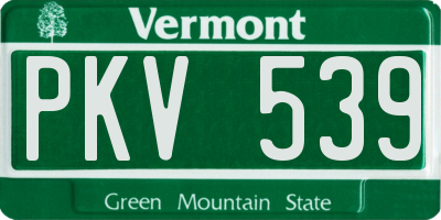 VT license plate PKV539