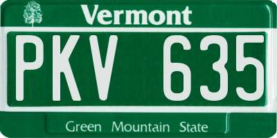 VT license plate PKV635