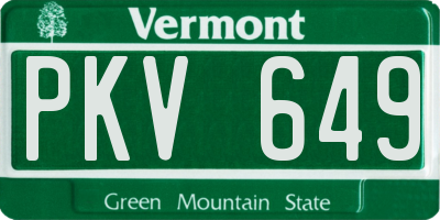 VT license plate PKV649