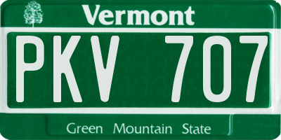 VT license plate PKV707
