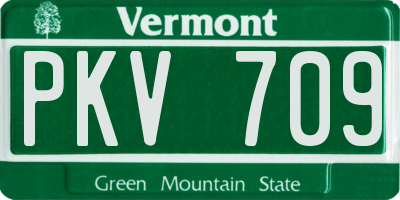 VT license plate PKV709