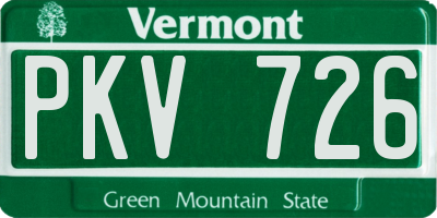 VT license plate PKV726