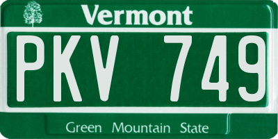 VT license plate PKV749