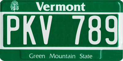 VT license plate PKV789
