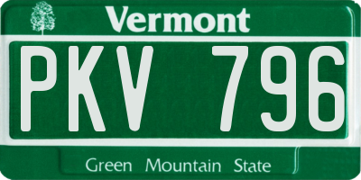 VT license plate PKV796