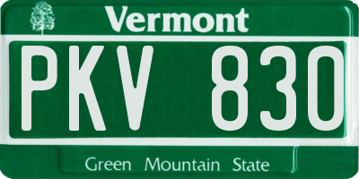 VT license plate PKV830