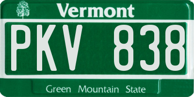 VT license plate PKV838