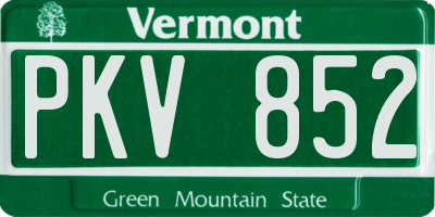 VT license plate PKV852