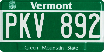 VT license plate PKV892