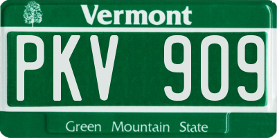 VT license plate PKV909