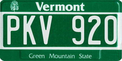 VT license plate PKV920