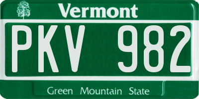 VT license plate PKV982