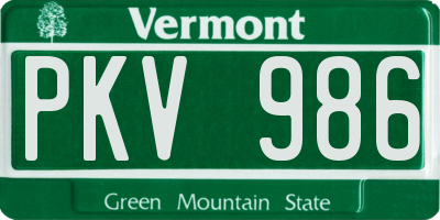 VT license plate PKV986