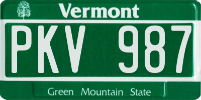 VT license plate PKV987