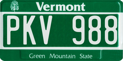 VT license plate PKV988