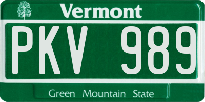 VT license plate PKV989