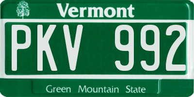 VT license plate PKV992