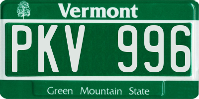 VT license plate PKV996