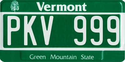 VT license plate PKV999