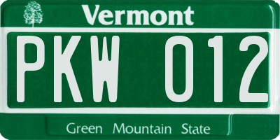 VT license plate PKW012
