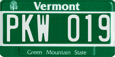 VT license plate PKW019