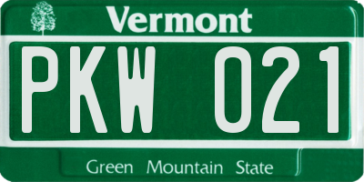 VT license plate PKW021