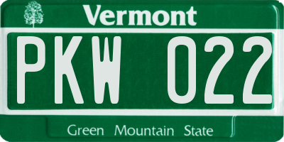 VT license plate PKW022