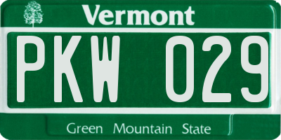 VT license plate PKW029