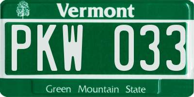 VT license plate PKW033