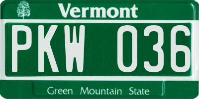 VT license plate PKW036
