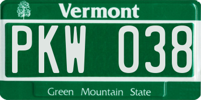 VT license plate PKW038