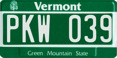 VT license plate PKW039