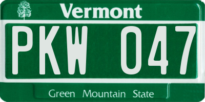 VT license plate PKW047