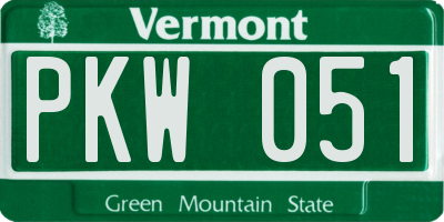 VT license plate PKW051