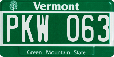 VT license plate PKW063