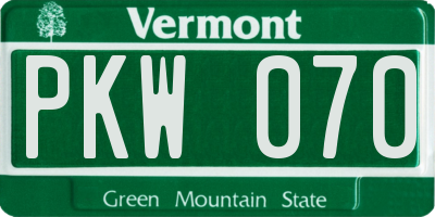VT license plate PKW070