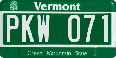 VT license plate PKW071