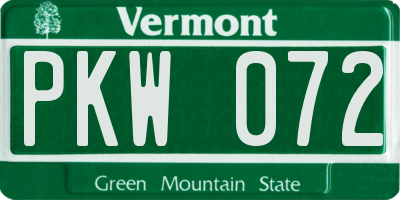VT license plate PKW072