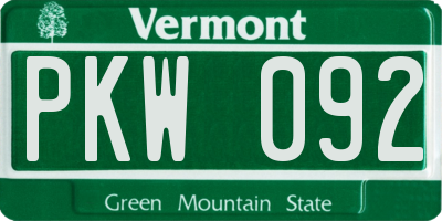 VT license plate PKW092