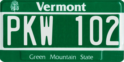VT license plate PKW102