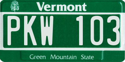 VT license plate PKW103