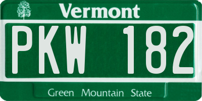 VT license plate PKW182