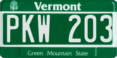 VT license plate PKW203