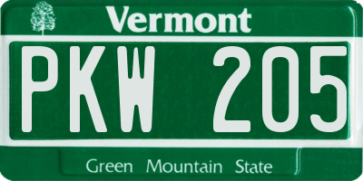 VT license plate PKW205