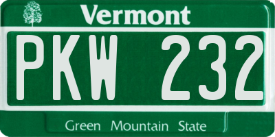 VT license plate PKW232
