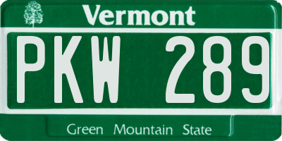 VT license plate PKW289
