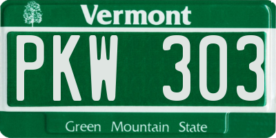 VT license plate PKW303